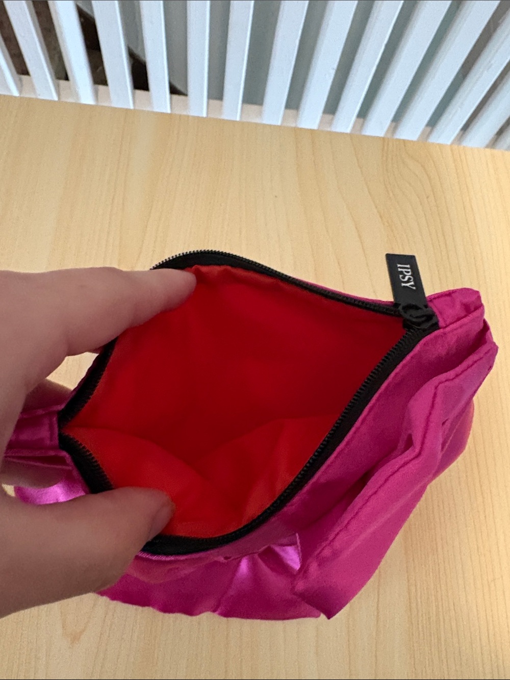Hot Pink Satin Knot IPSY Cosmetic Bag - Picture 3 of 3